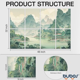 BUBOS 8 Pack Art Acoustic Panels Self-adhesive Soundproof Wall Panels,48X32Inches Sound Absorbing Panels,Decorative Acoustical Wall Panels, Acoustic Treatment for Recording Studio