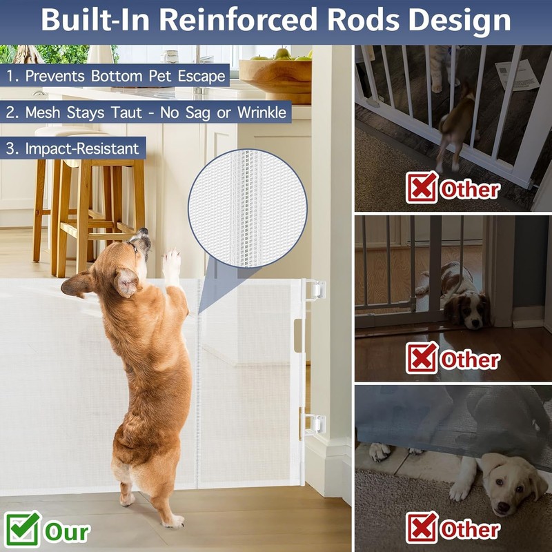 Reinforced 18" Tall Retractable Gate Step Over Dog Gate, 55"