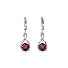 SEIYANG January Birthstone Earrings 925 Sterling Silver Garnet Earrings Dangle Earrings for Women Girls