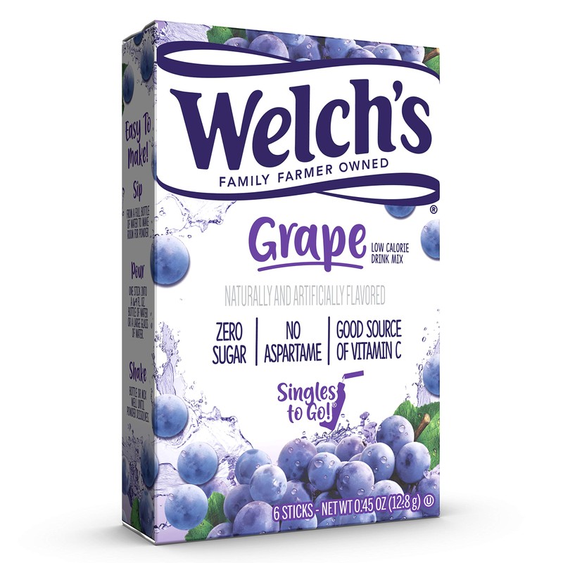 Welch's Singles To Go Powder Drink Mix, Grape, 3 Boxes