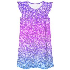 Funnycokid Nightgown for Little Girl Bunny Pajama Dress Nightdress Nightshirt Gift 3-4 Years,Diamond Pink Purple