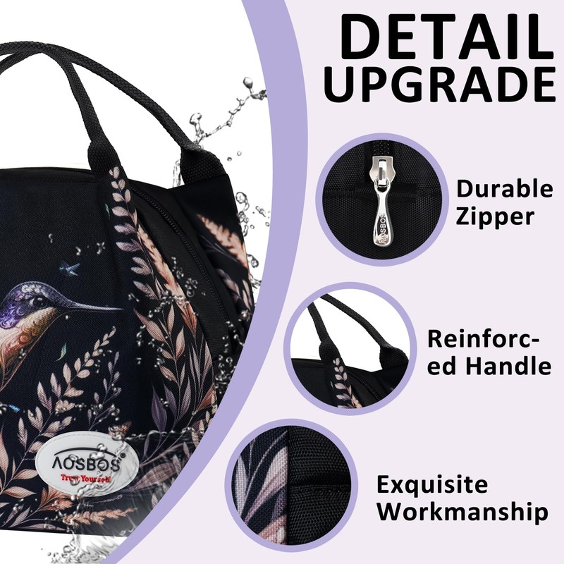 Aosbos Insulated Adults Lunch Bag for Women Reusable Lunch Box