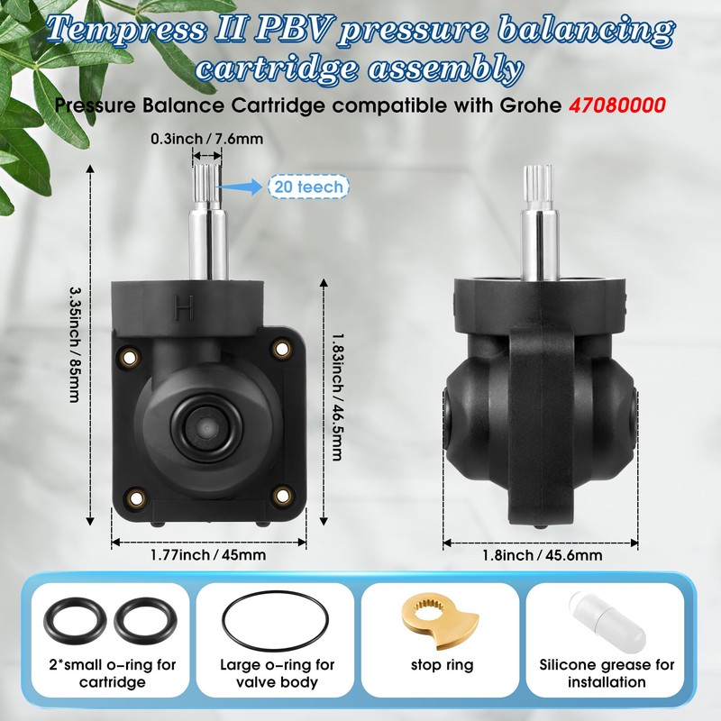 Enhon 1 Pcs Pressure Balance Cartridge Compatible with Grohe 47080000,