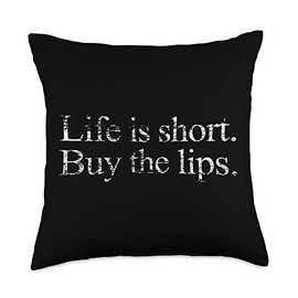 Life Is Short Buy The Lips Filler Quote Med Spas Vintage Life is Short Buy The Lips Filler Nurse Injector Throw Pillow, 18x18, Multicolor