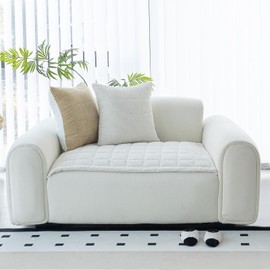 MDSASFD Sofa Couch Cover, Sofa Covers Washable for Dogs, Non-Slip Couch Covers for Sectional Sofa, Sofa Slipcovers for All Seasons Furniture Protector for L Shaped(Beige White, 27"x 27")