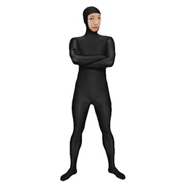 VSVO Spandex Open Face Full Bodysuit Zentai Suit for Adults and Kids (Black, X-Large)