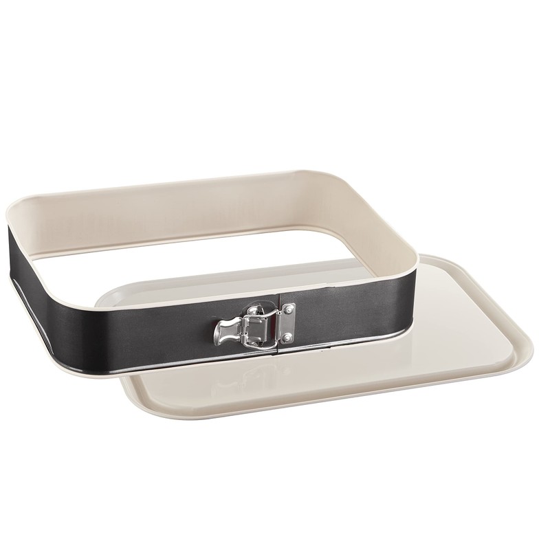 Grizzly Springform, eckige Backform 35x24 cm, Schwarz-Creme, mit Auslaufschutz, Antihaftbeschichtet,
