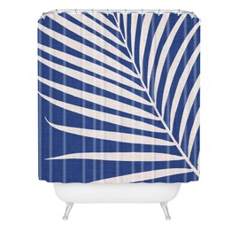 Society6 Modern Tropical Vintage Indigo Palm Shower Curtain, 72" x 69", Blue