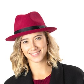 Lipodo Morten Felt Hat Women/Men – Made in Italy – Plain Wool Felt Hat with Grosgrain Ribbon – with Asymmetric Bow – Wool Hat Autumn/Winter, black