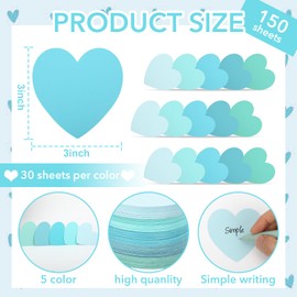 150 Pcs Heart Shape Note Cards Flat Blue Index Cards 3x3 Colored Index Cards Pretty Notecards Blank Dance Cards Blank Stationery Cards Small Paper Cards For School Learning Office Game
