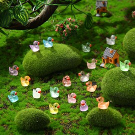 100pcs Mini Resin Ducks,40pcs Luminous Mini Ducks and 60pcs Mini Glitter Duck,Crafts Decorations for Dollhouse,Fairy House Garden,Micro Landscaping