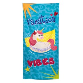 Puckator Vacation Vibes Unicorn Microfibre Beach Towel - Large Quick Drying Lightweight Thin Funny Mens Girls Beach Pool Holiday Towel Towels For Adults Womens Vacation Accessories Essentials Family