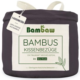 Bambaw Cushion Cover 50 x 70 cm (Pack of 2) - 100% Bamboo - Breathable Pillowcases 50 x 70 cm - Bamboo Cushion Cover Grey - Cushion Cover Grey - Allergy Sufferers Cushion Cover
