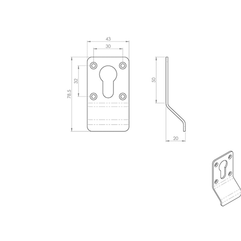 Euro Profile Cylinder Latch Pull Handle - 78 x 44mm