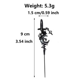 2PCS Myth Of The Moon Ear Hook Needle Piercing Earring Needle Ear Piercing Hook Earrings Jewelry Fashion Dangle Stud Birthday Gifts Best Friend For Women (Moon-Black)