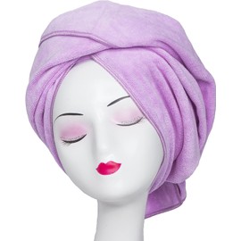 Microfiber Hair Towel WuJi Anti Frizz Hair Wrap Super Absorbent Curly Hair Drying Towel 23.6''x47'' Large Multifunction Towel for Bath Spa Makeup, Light Purple