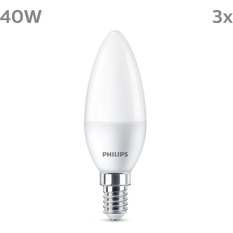 PHILIPS Bombilla LED de luz blanca cálida, 40 W, E14,