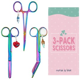 Nurse is Love Set of 3 scissors with holding instruments, nurse scissors, bandage scissors, nurse, for rescue scissors, nurse accessories, chrome colour