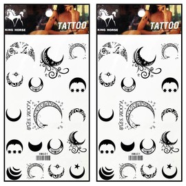 Tattoos 2 Sheets The Sun Star Crescent Moon Temporary Tattoos Body Art Stickers Fake Waterproof Removable Stickers Party for Teens Men Women