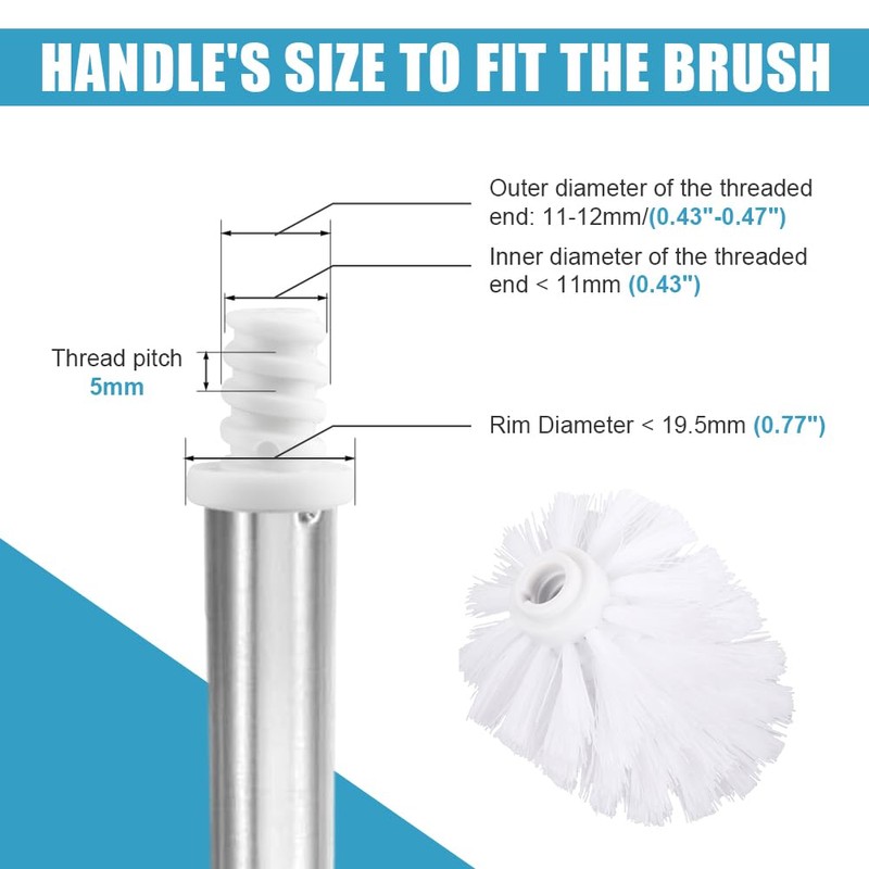 2PCS Toilet Bowl Brush Replacement Head, Toilet Brush Head Replacement
