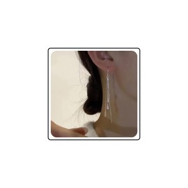 Wendalern Long Chain Tassel Threader Earrings Diamond Ball Bar Dangle Earrings Shiny Disco Ball Stripes Drop Earrings Linear Crystal Threader Earrings Wedding Prom Jewellery for Women, Zinc, No