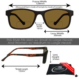 proSPORT Bifocal Sun Glasses Magnetic Polarized Clip On 2 in 1 Clear Brown Lenses 1.25 1.50 1.75 2.00 2.25 2.50
