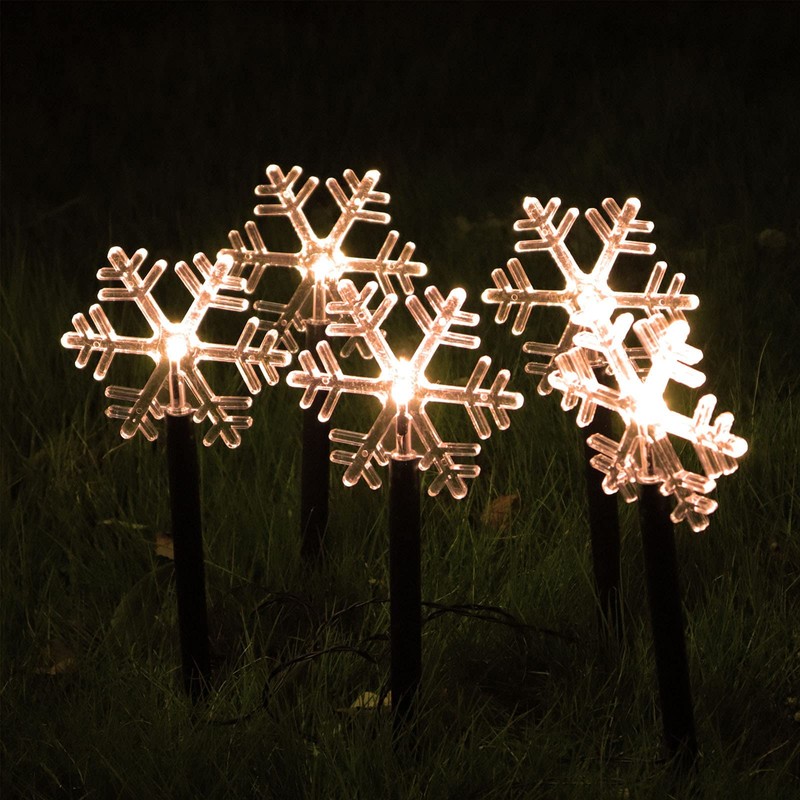 Snowflake Landscape Lights Christmas Pathway Decorative Lights Battery Powered Warm