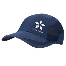 ZZEWINTRAVELER Running Cap Quick Dry Sports Cap Lightweight Breathable Soft Adjustable Hat Unisex (Navy, New)