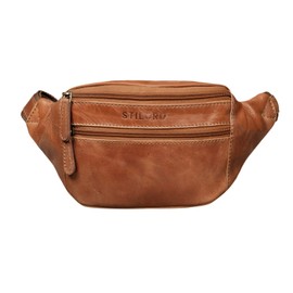 STILORD 'Marian' Belt Bag Leather Vintage for Women and Men Small Waist Bag bumbag for Festival Journey Party Concert in Genuine Leather, Colour:Shiny Cognac Brown