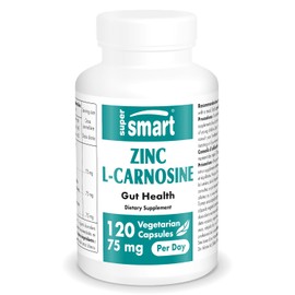 SuperSmart Zinc L-Carnosine 75mg per Day (Well-Tolerated) - Zinc Carnosine Supplement | Non-GMO & Gluten Free - 120 Vegetarian Capsules