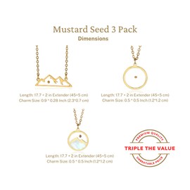 3 Pack Mustard Seed Necklace for Women - Inspirational Christian Faith Jewelry, Stainless Steel Pendant, Move Mountains Mustard Seed Design, Waterproof Non Tarnish Jewelry In 3 Styles