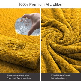 8 Pack Large Bath Towels Set,2 Oversized Bath Towels(35"x70"), 2 Hand Towels,4 Washcloths Ultra Soft and Absorbent Towels for Bathroom, Quick Dry Towel for Gym Hotel Camp Pool Yellow