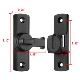 INIRET 2 Packs Black Barn Door Latches,90/180 Degree Gate Lock,Aluminum Alloy Right Angle Door Lock Latch,Flip Gate Latches Hardware,Door Security Sliding Door Lock fo Cabinets,Barn Door,Bathroom
