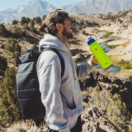 BOTTLE BOTTLE 40 oz sports water bottle stainless steel insulated water bottle with straw and pills holder (neon yellow)