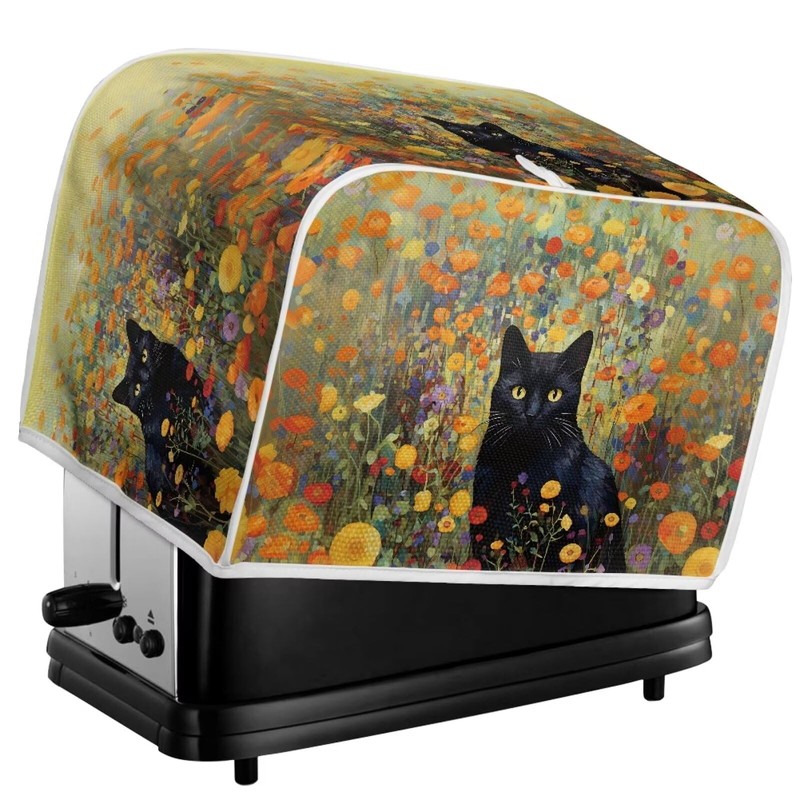 Talayituse Cat Flower Print Toaster Cover 2 Slice Wide Slot,