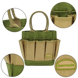 Permade Succulent Tools Kit with Organizer Bag- 13Pcs Indoor Gardening Tools |Mini Succulent Hand Tools with Tote, Succulent Transplanting Supplies, Present for Gardeners Plant Care (Green)