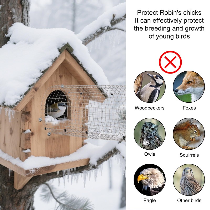 Gosknor 2pcs Bluebird House Predator Guard, Stainless Steel Bird House