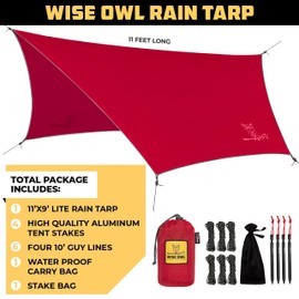 Wise Owl Outfitters Hammock Rain Fly – Waterproof Camping Tarp Cover with Tent Stakes & Carry Bag, Ultralight Shelter for Backpacking & Outdoor Shade