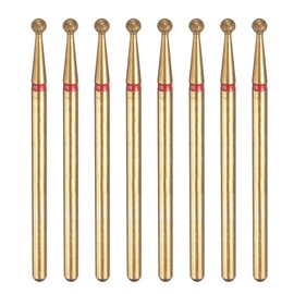 sourcing map 8pcs 200-230 Grits Diamond Grinding Bit 2.3mm Ball Head 2.35mm Shank 2.5mm Length Titanium Plated Stone Sanding Drill Bits Rotary Tool for Nails Grinding Polishing