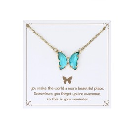 Kvekstio Butterfly Gift, Dainty Crystal Glass Butterfly Charm Necklace for Daughter, Beautiful Butterfly Jewelry for Birthday Christmas, Daily Reminder Butterfly Lover Gift for Her, Adjustable