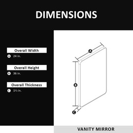 Udorich Enhance Your Space with a 24x36 Inch Matte Black Bathroom Wall Mirror, Versatile for Contemporary Decor, Anti-Rust, and Easy Installation