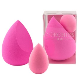 2 Orchids Makeup Sponge Set - Mini Beauty Blender Sponge & Foundation Sponge for Cosmetic Blending - Makeup Sponge for Face Makeup - Essential Beauty Blender Pack Makeup Blender