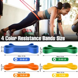Fitness Bands, Resistance Bands Set with 4 Resistance Levels, Resistance Bands with Door Anchor, Handles, Protective Cover, Carry Bag and Training Instructions, Fitness Band for Fitness/Yoga/Strength