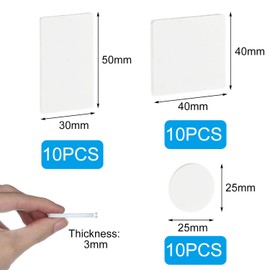Gekamoyue Double Sided Sticky Tape 30 Pcs, Strong Double Sided Sticky Pads, Square (40mm x 40 mm) & Round (25mm) & Rectangle (50mm x 30 mm), for Home, Office, Car, School