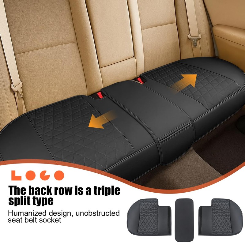 KHGUZ Leather Car Seat Cover, Vehicle Rear Bottom Seat Protector