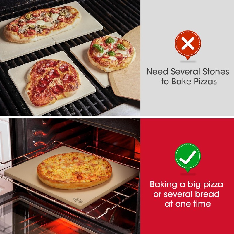 Unicook Extra Large Pizza Stone 18 Inch, Square Baking Stone