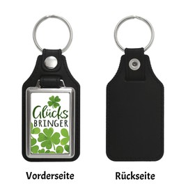 speecheese Clover Keyring with Faux Leather Pendant with Saying Lucky Charm Lucky Lucky Clover Hope Health Recovery Leaves Good, multicoloured