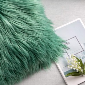 Ashler Pack of 2 Decorative Luxury Style Green Faux Fur Throw Pillow Case Cushion Cover 18 x 18 Inches 45 x 45 cm