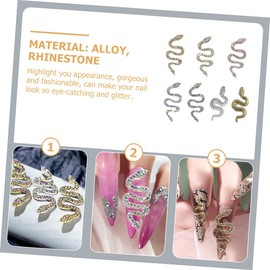 Vaguelly 7pcs Snake Nail Charms Rhinestone Nail Decorations and Special Occasions