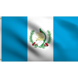 DMSE Guatemala Guatemalan Coat of Arms Pabellón Nacional Azuliblanco Flag 2X3 Ft Foot 100% Polyester 100D Flag UV Resistant (2' X 3' Ft Foot)